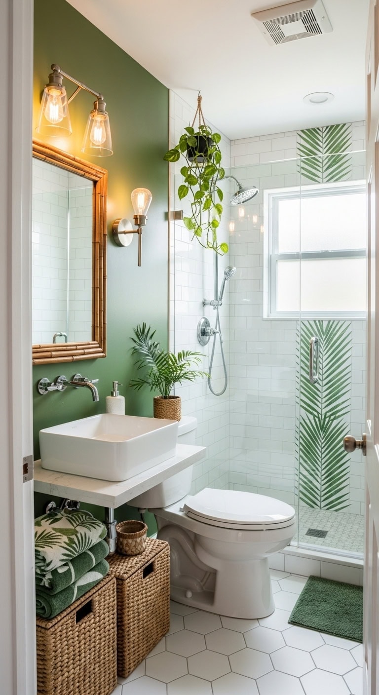 palm motifs and glass