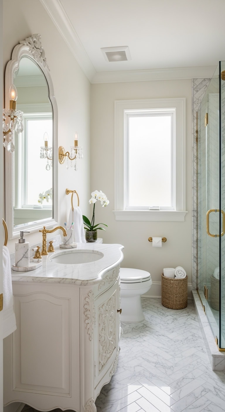 parisian creamy champagne bathroom