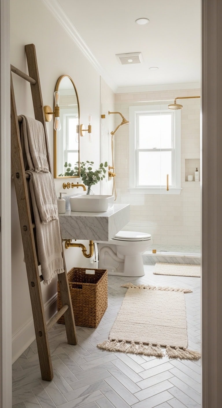 parisian inspired vertical towel storage