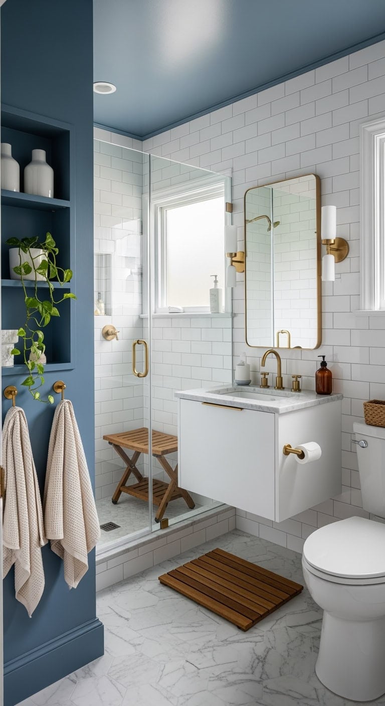 peacock blue recessed niche