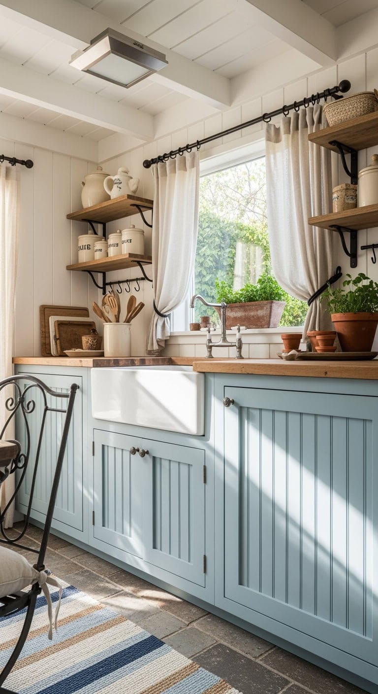 powder blue cottage outdoor nook