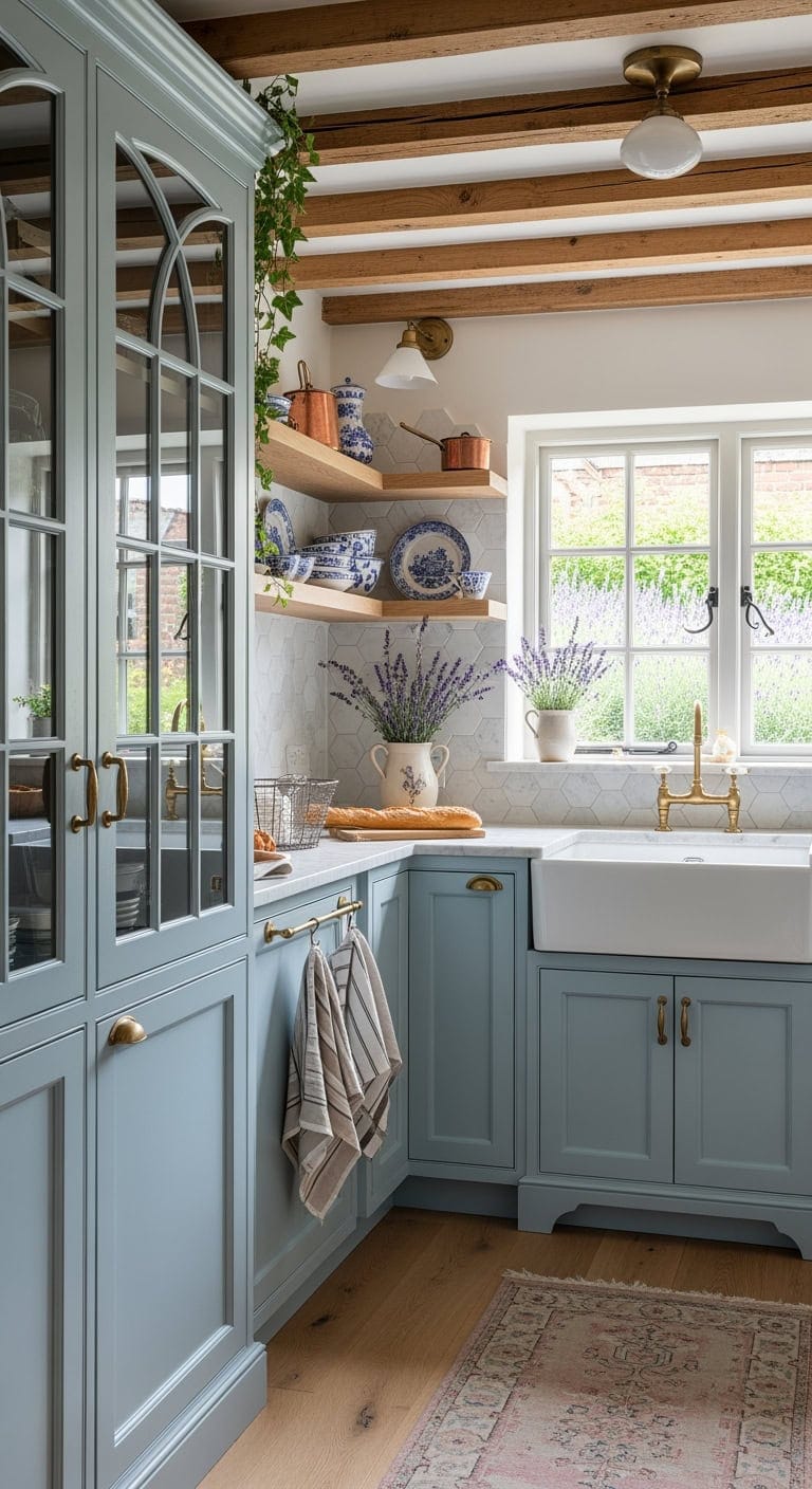 powder blue french country kitchen