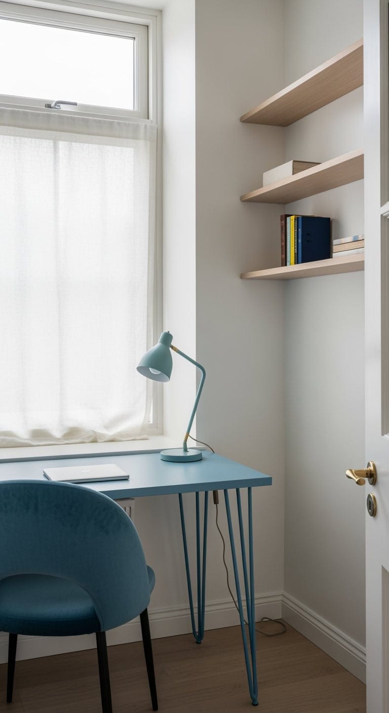 powder blue nordic hygge workspace