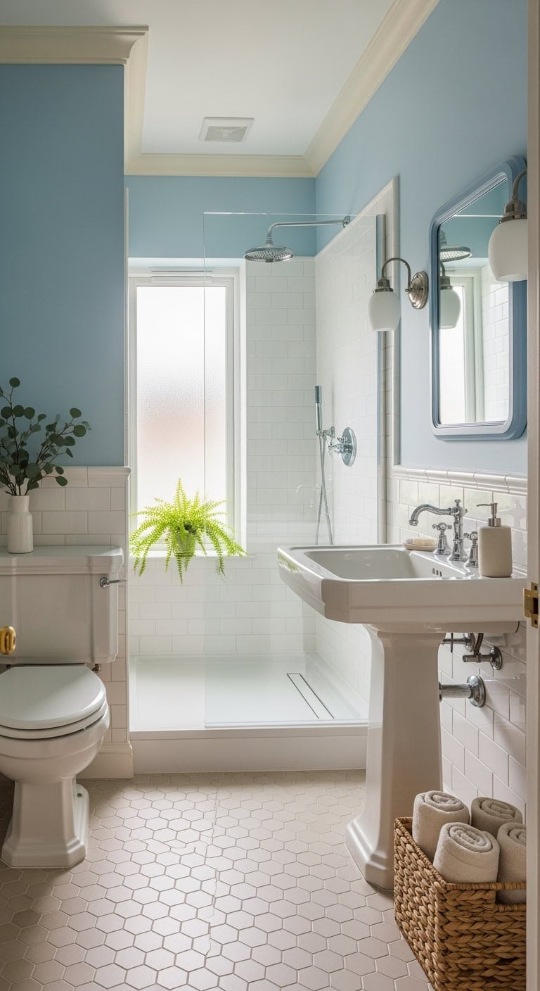 powder blue subway tile retreat