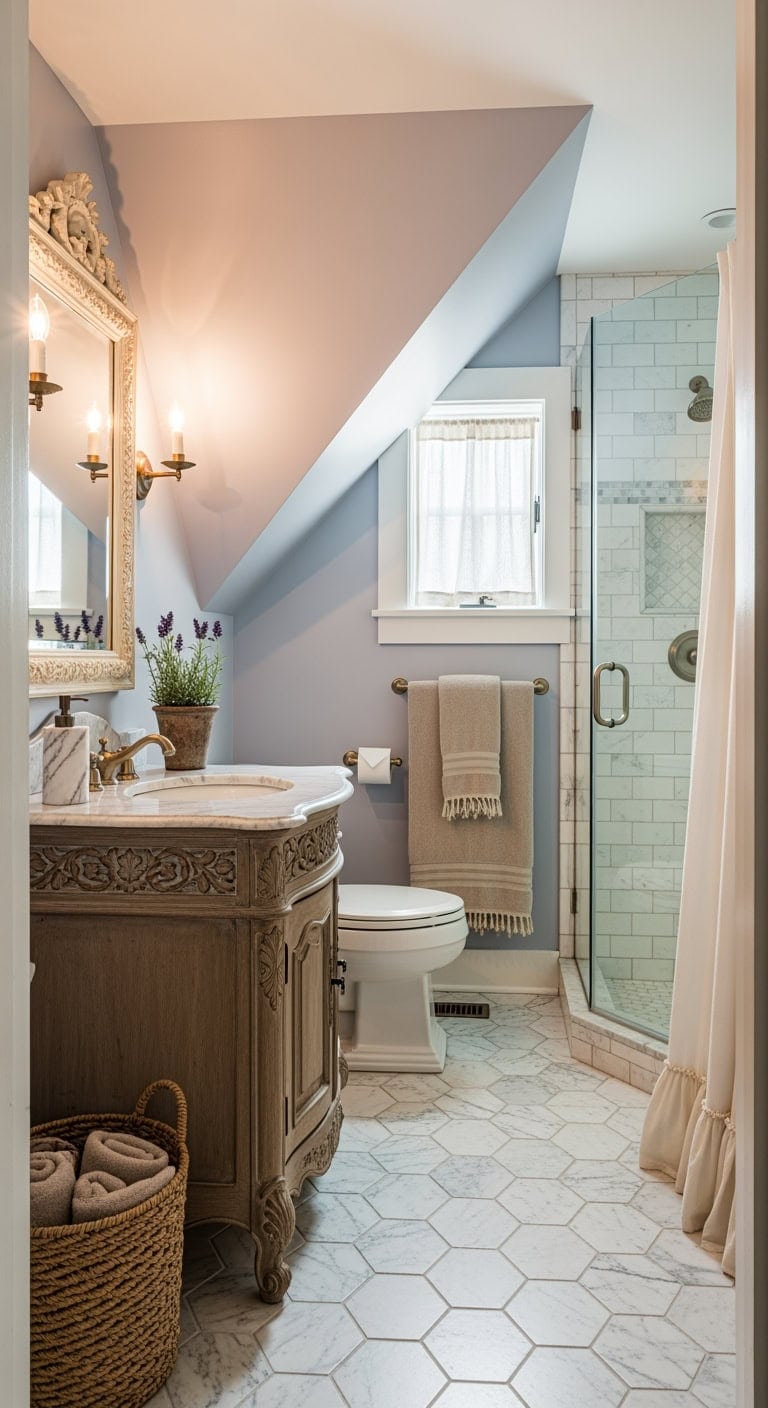 proven al lavender attic bathroom