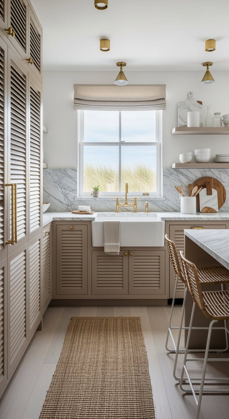 pure white coastal minimalist kitchen