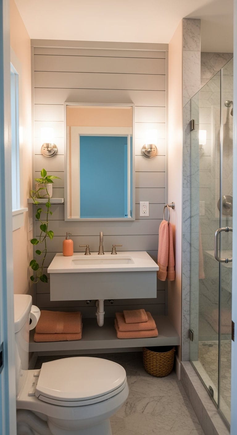 recessed mirror peach gray retreat