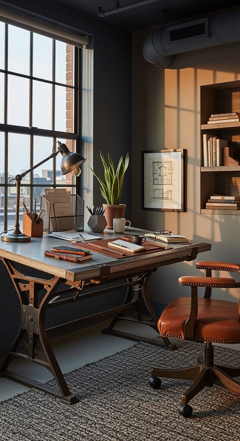 refined gunmetal cognac workspace
