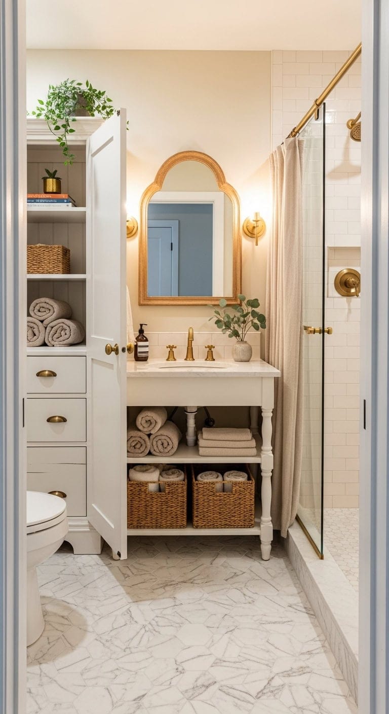 refinished armoire bathroom storage