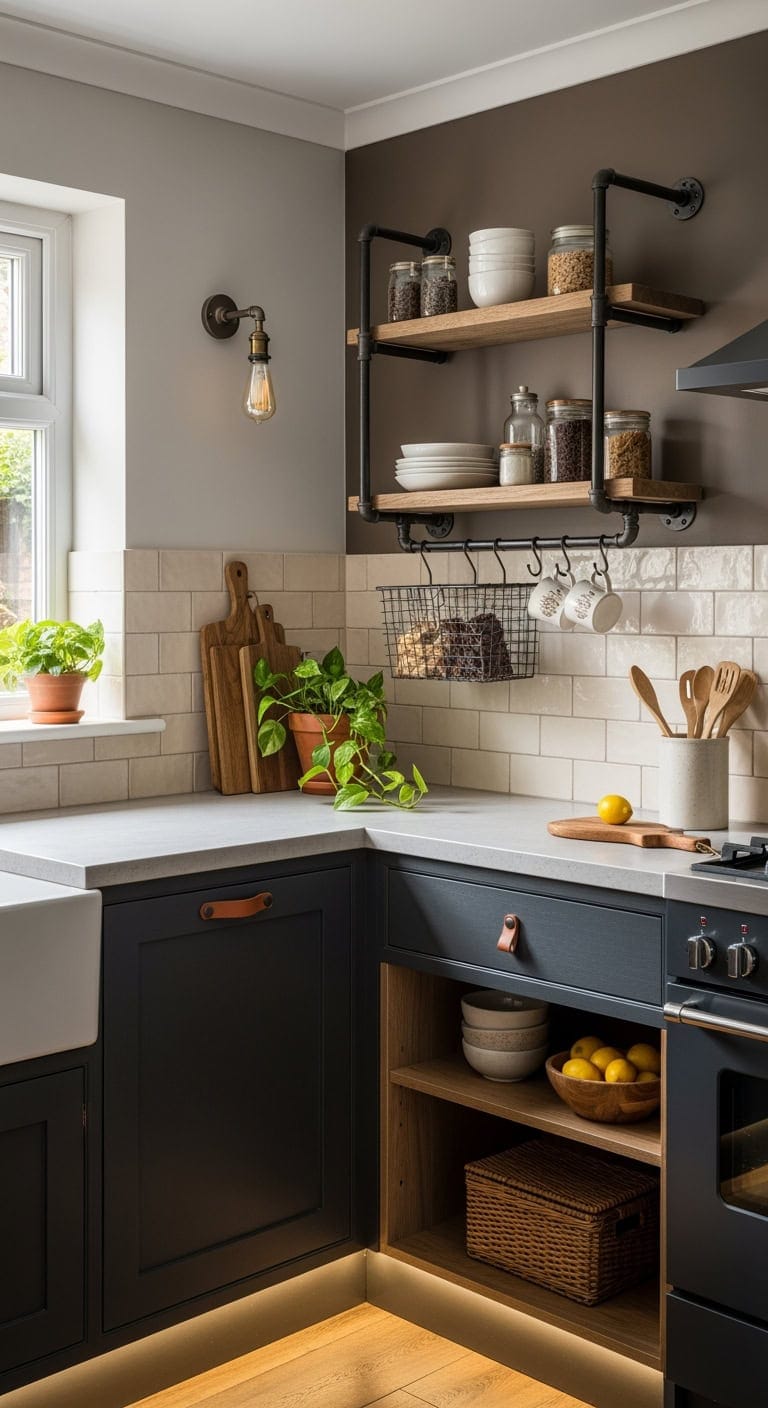 rustic industrial mini shelving