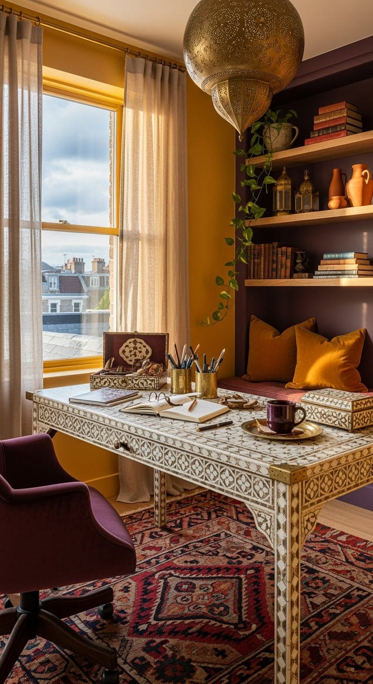 saffron plum moroccan workspace
