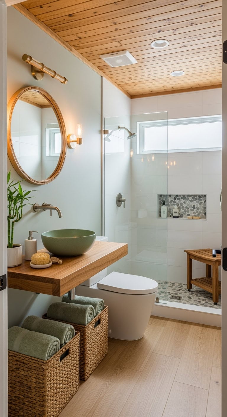 sage bamboo japanese bathroom