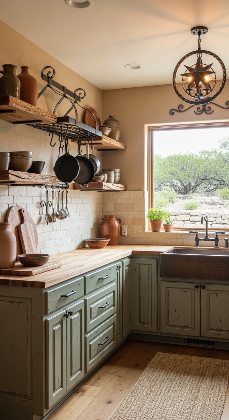 sage mesquite sandstone wrought iron