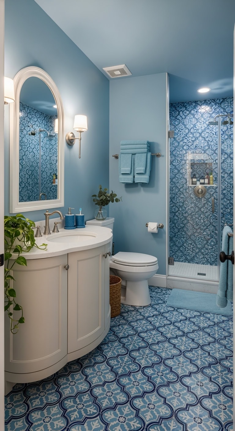 sapphire arabesque lantern bathroom