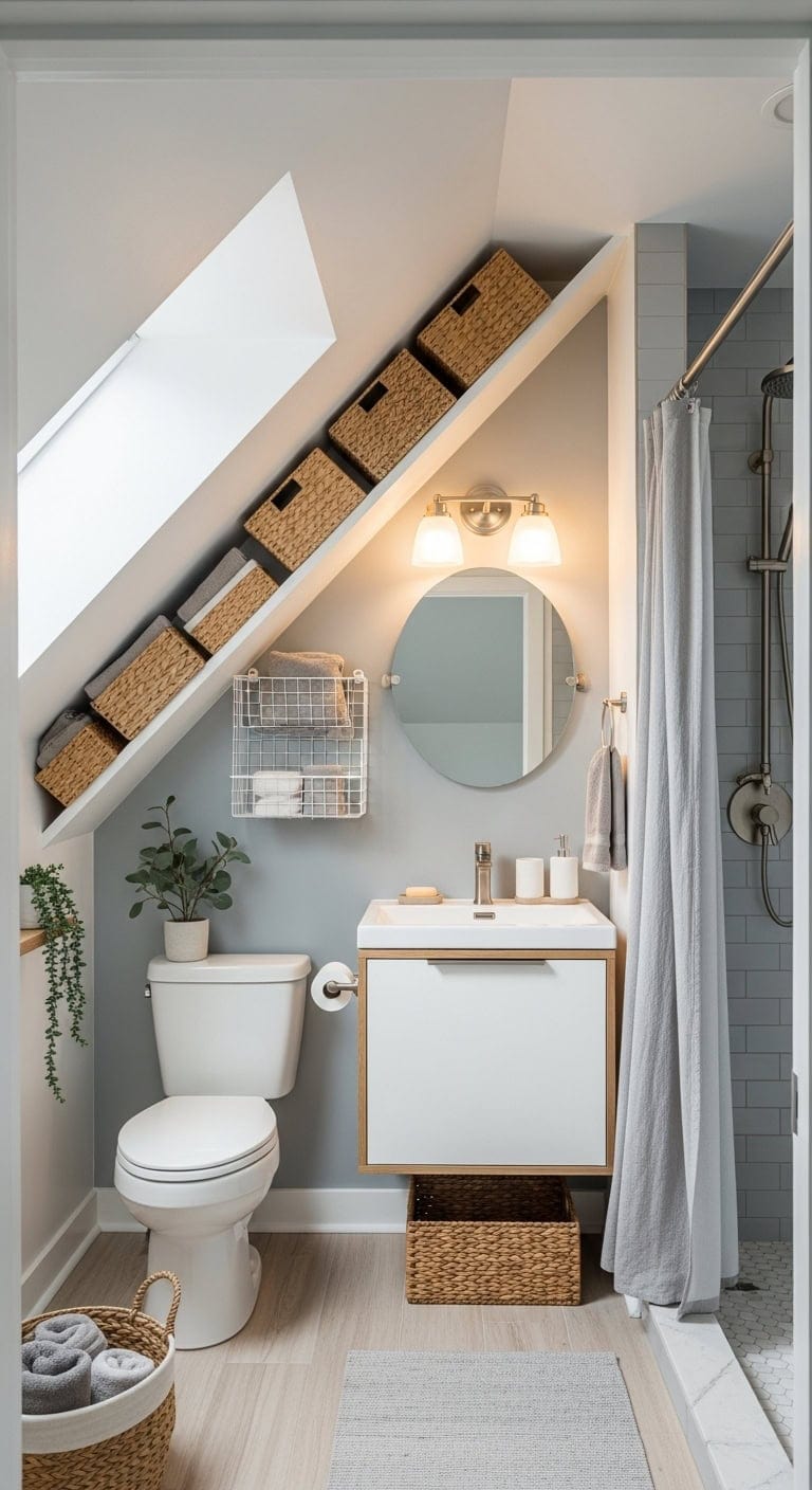 scandinavian attic storage solution