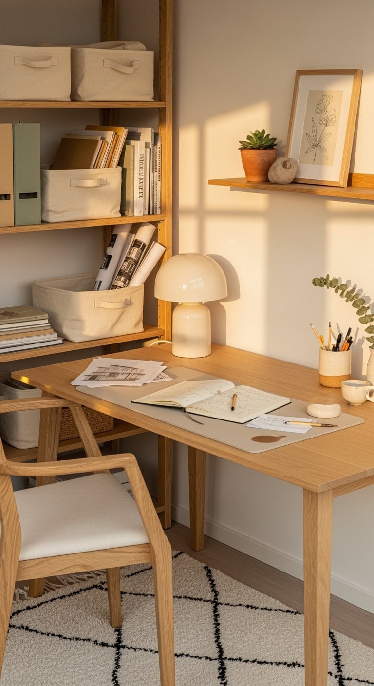 scandinavian cream birch workspace