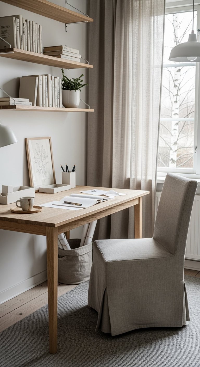scandinavian minimalist birch workspace
