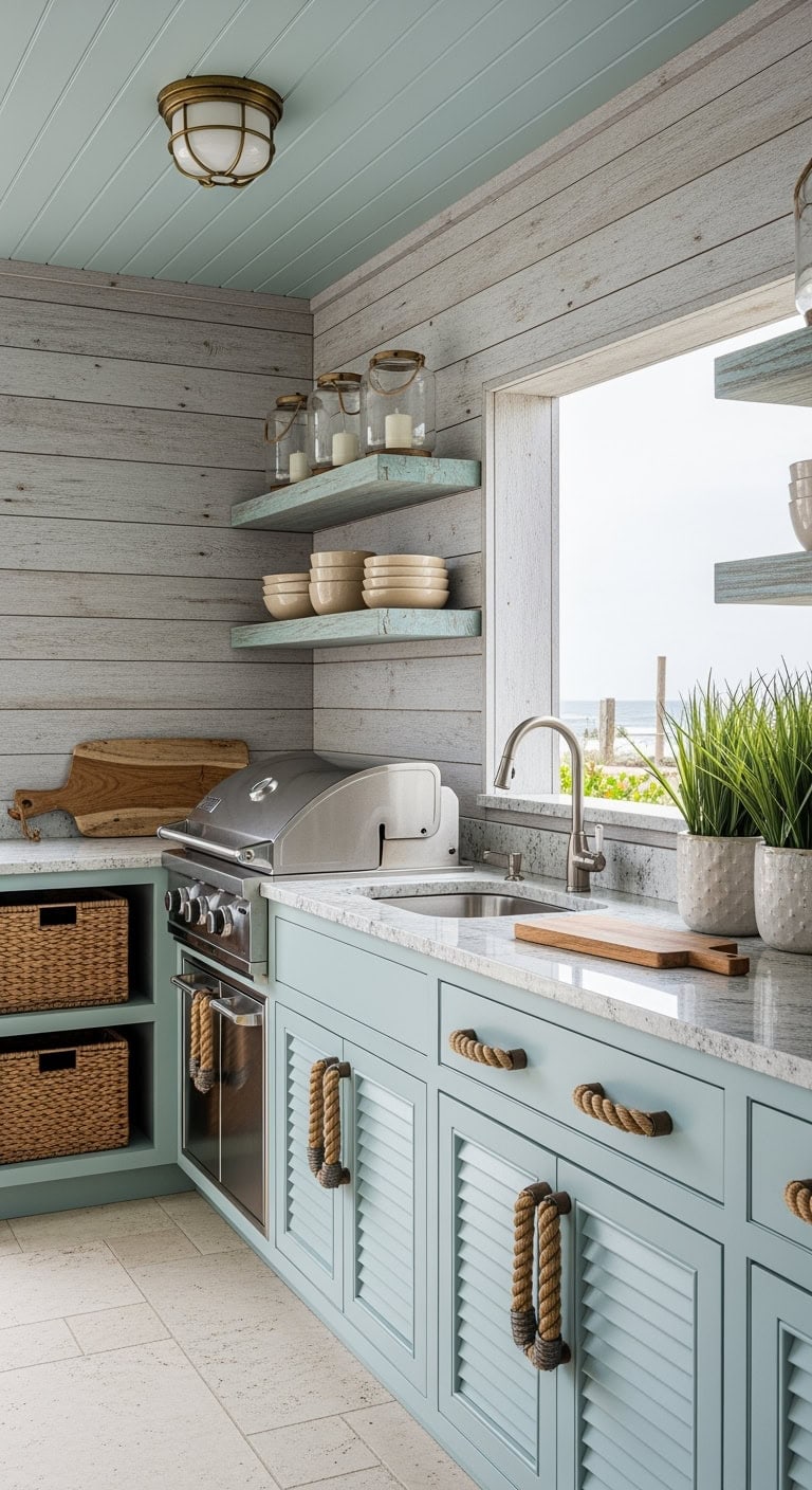 seafoam driftwood coastal kitchen