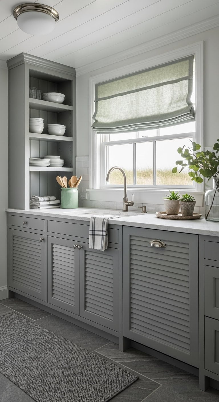 silvery gray sage kitchen