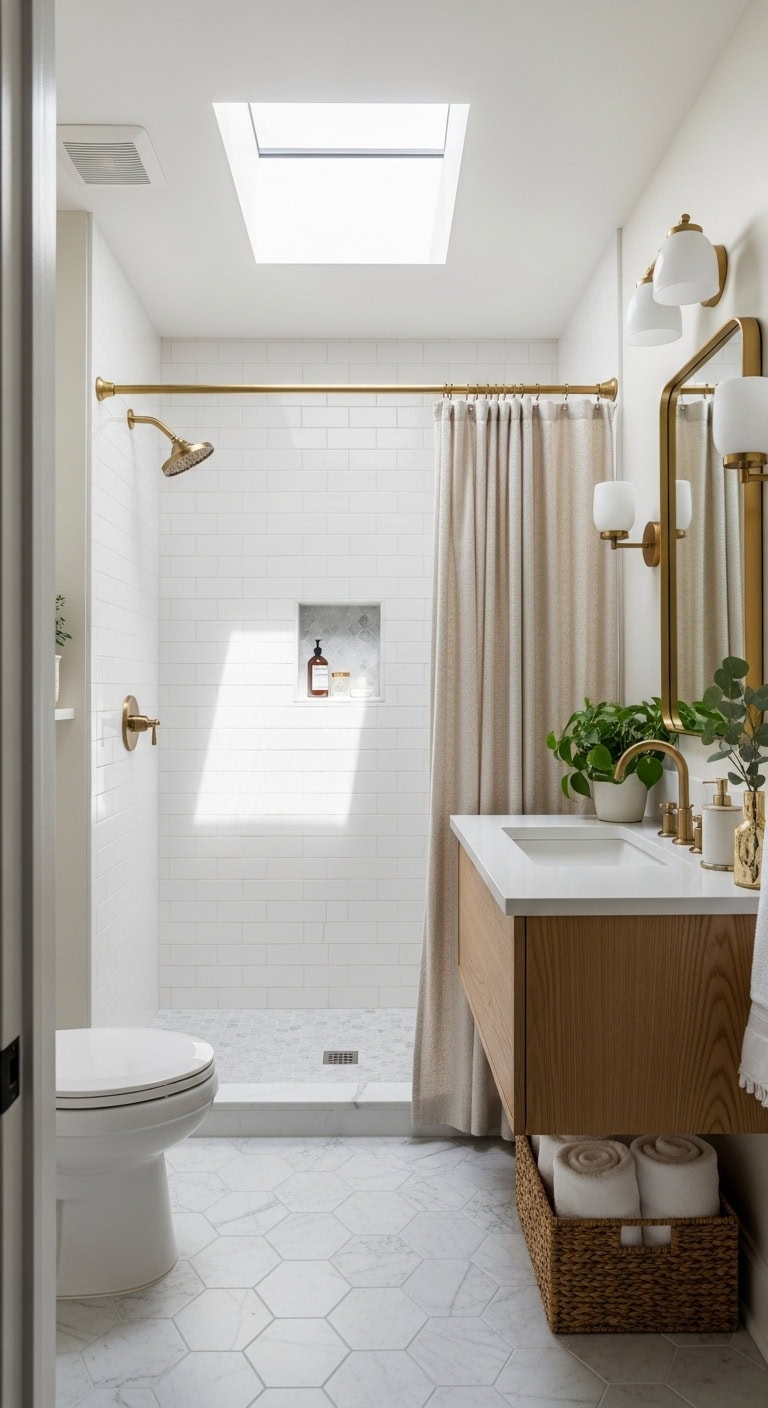 skylit traditional bathroom retreat