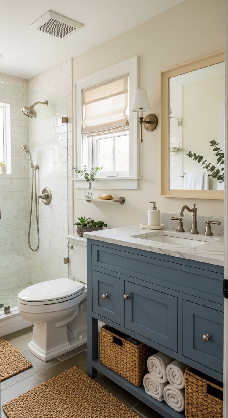 slate blue coastal cream vanity