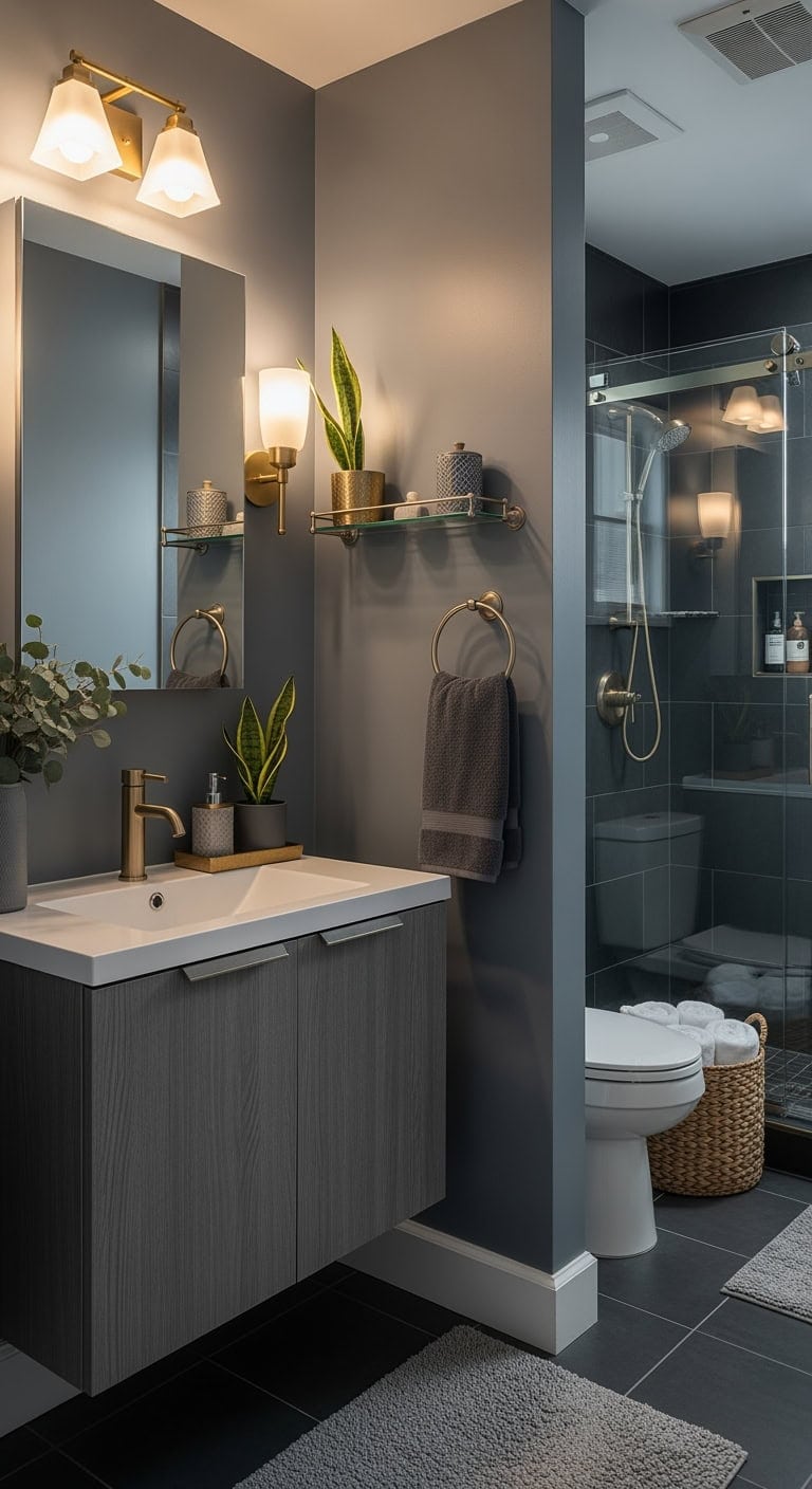 slate gray and gold glam