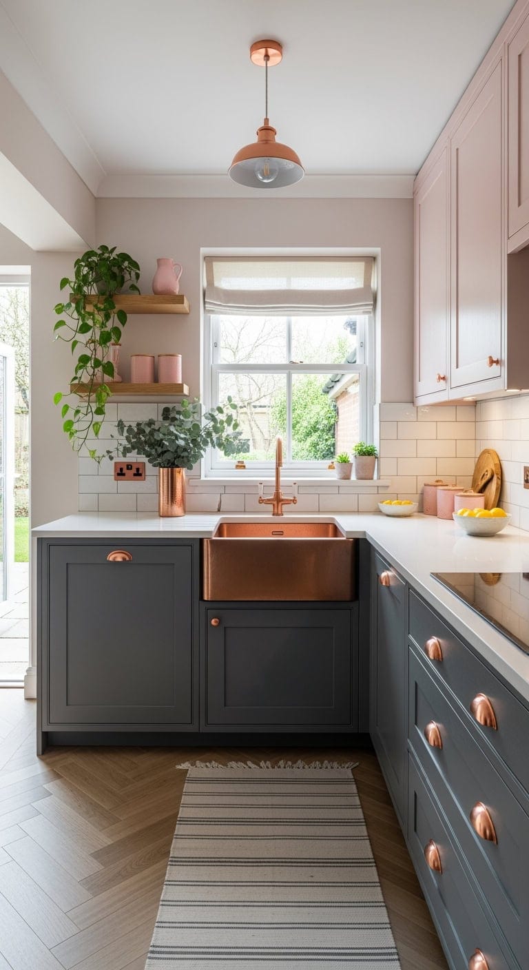 slate gray blush kitchen
