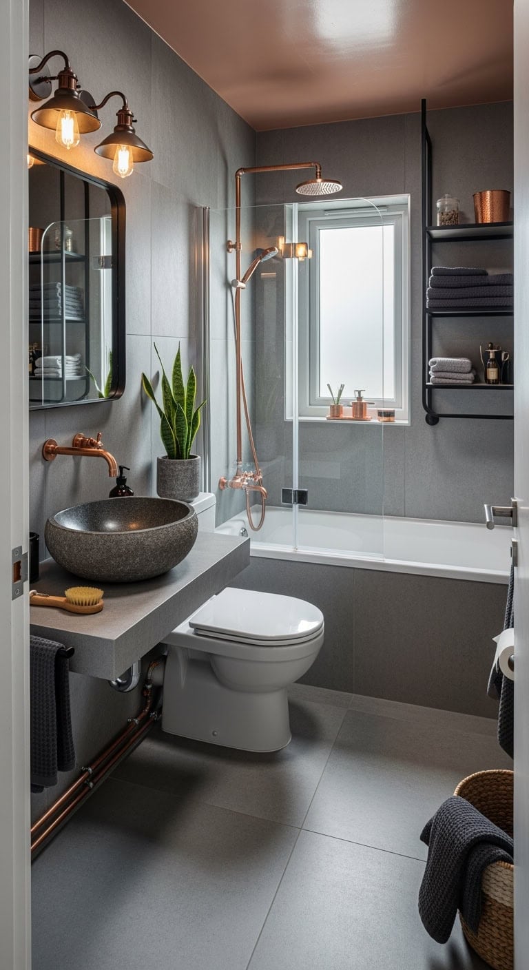 slate gray copper industrial bath