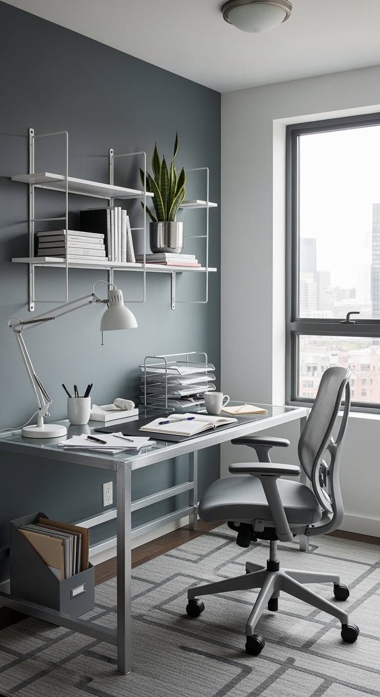 slate gray minimalist urban workspace