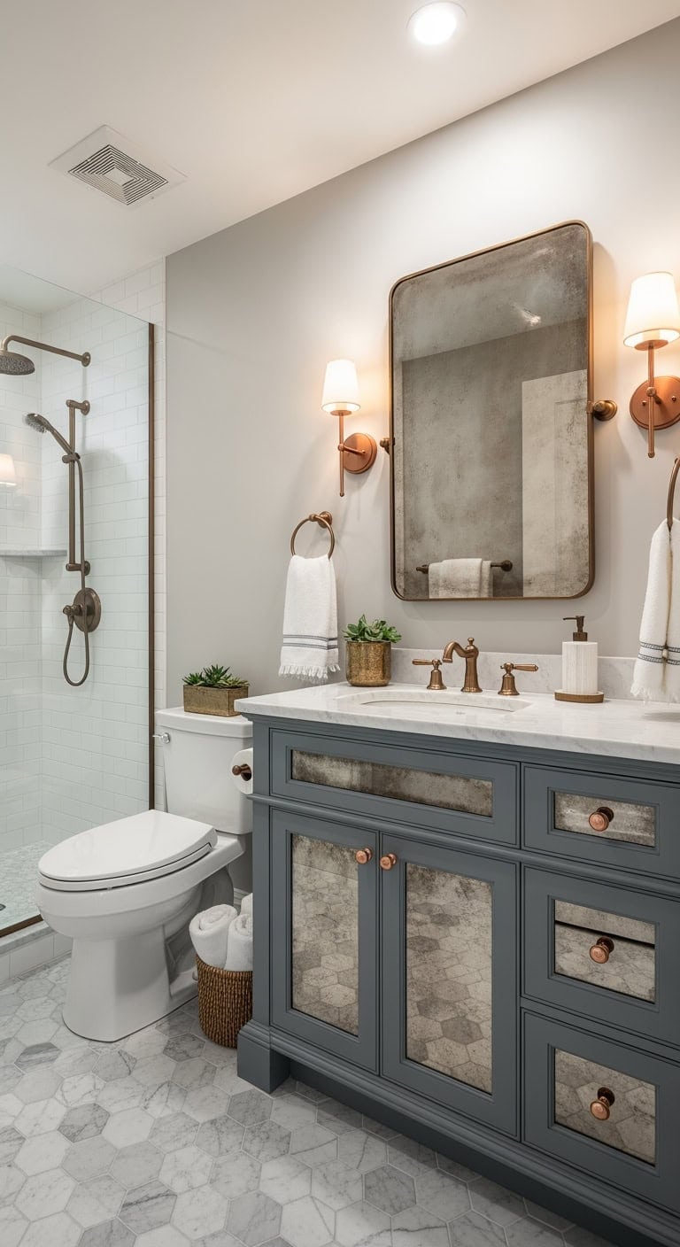 slate gray mirrored vanity glamour
