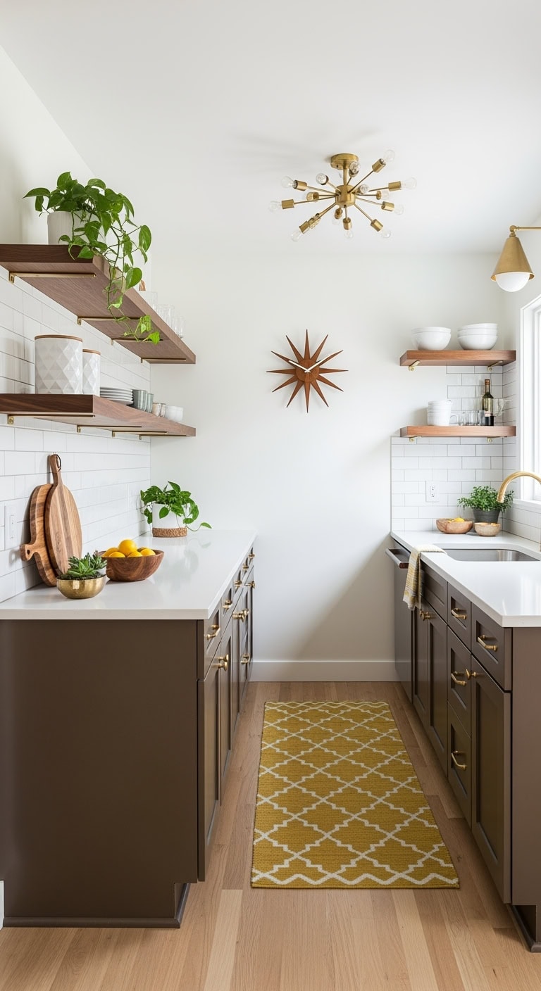 sleek mid century narrow shelving