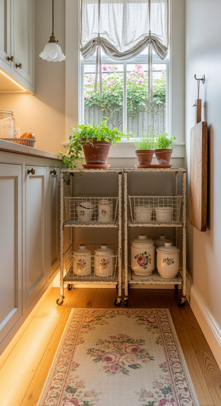 slim vintage inspired pantry cart