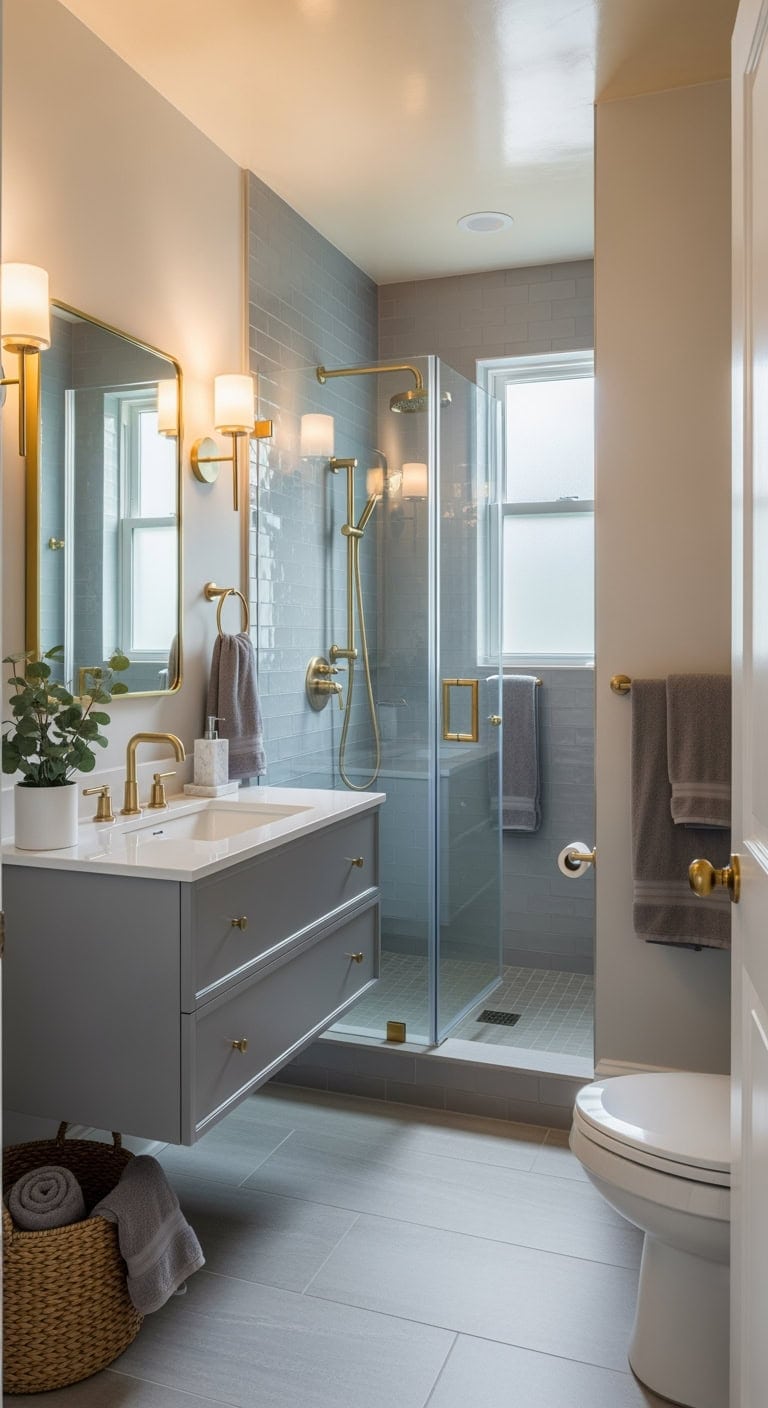 soft gray champagne gold retreat