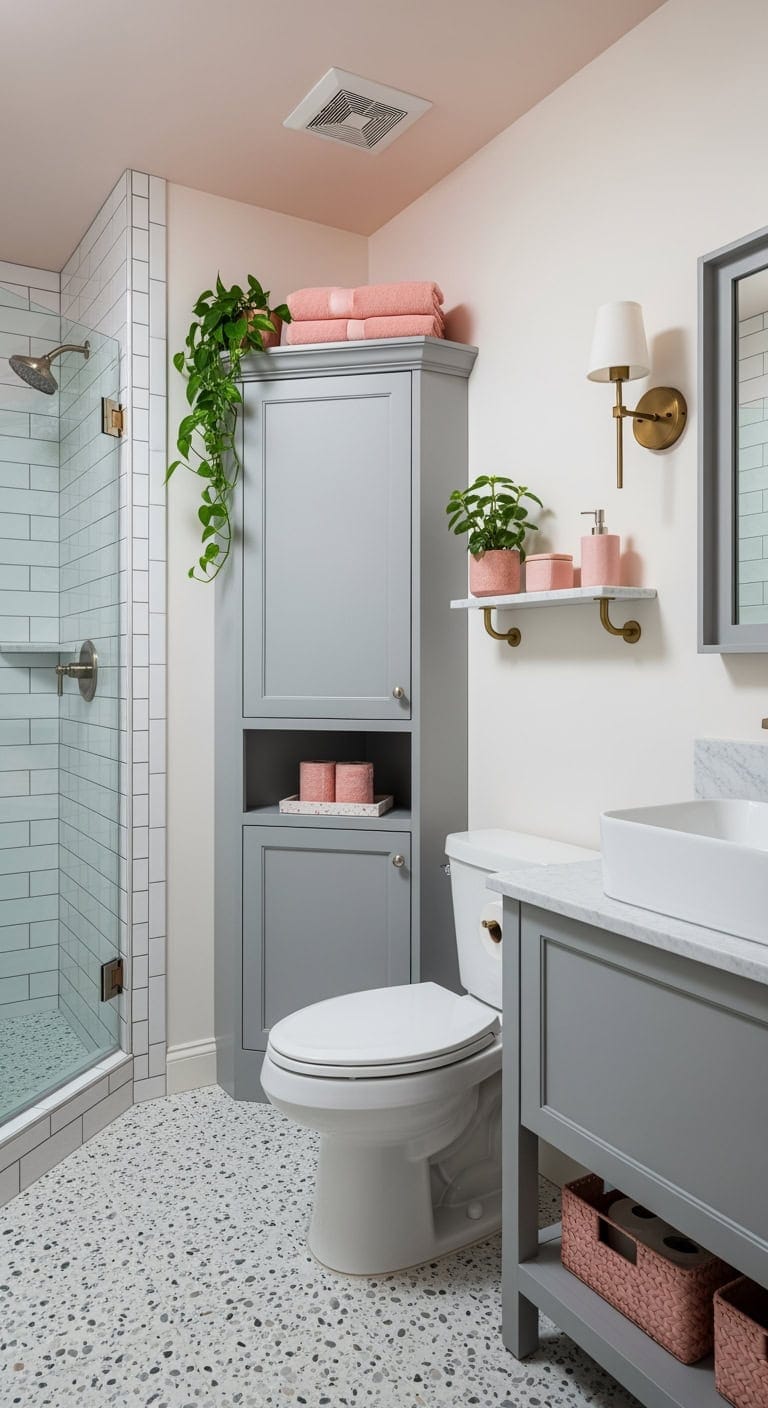 soft gray corner blush pink