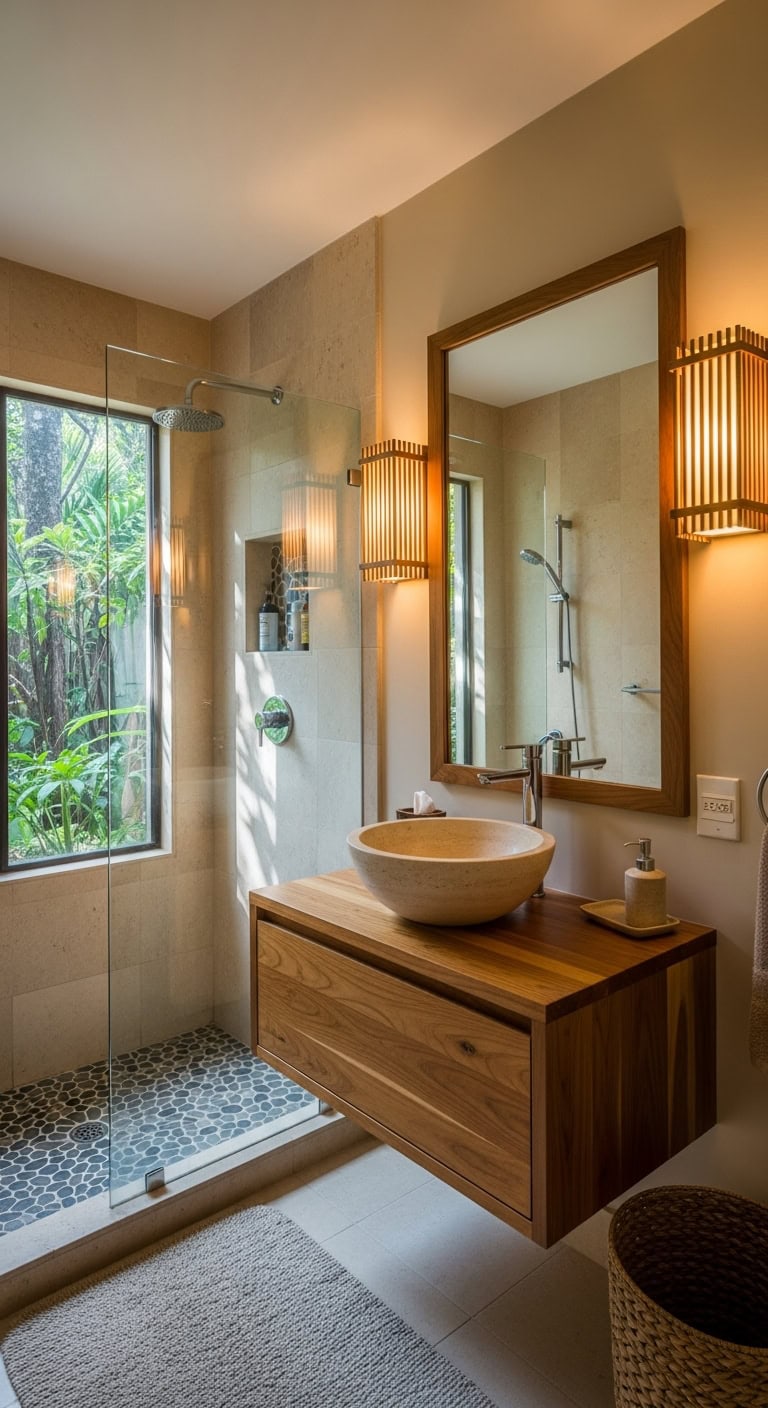 spacious small bathroom shower design