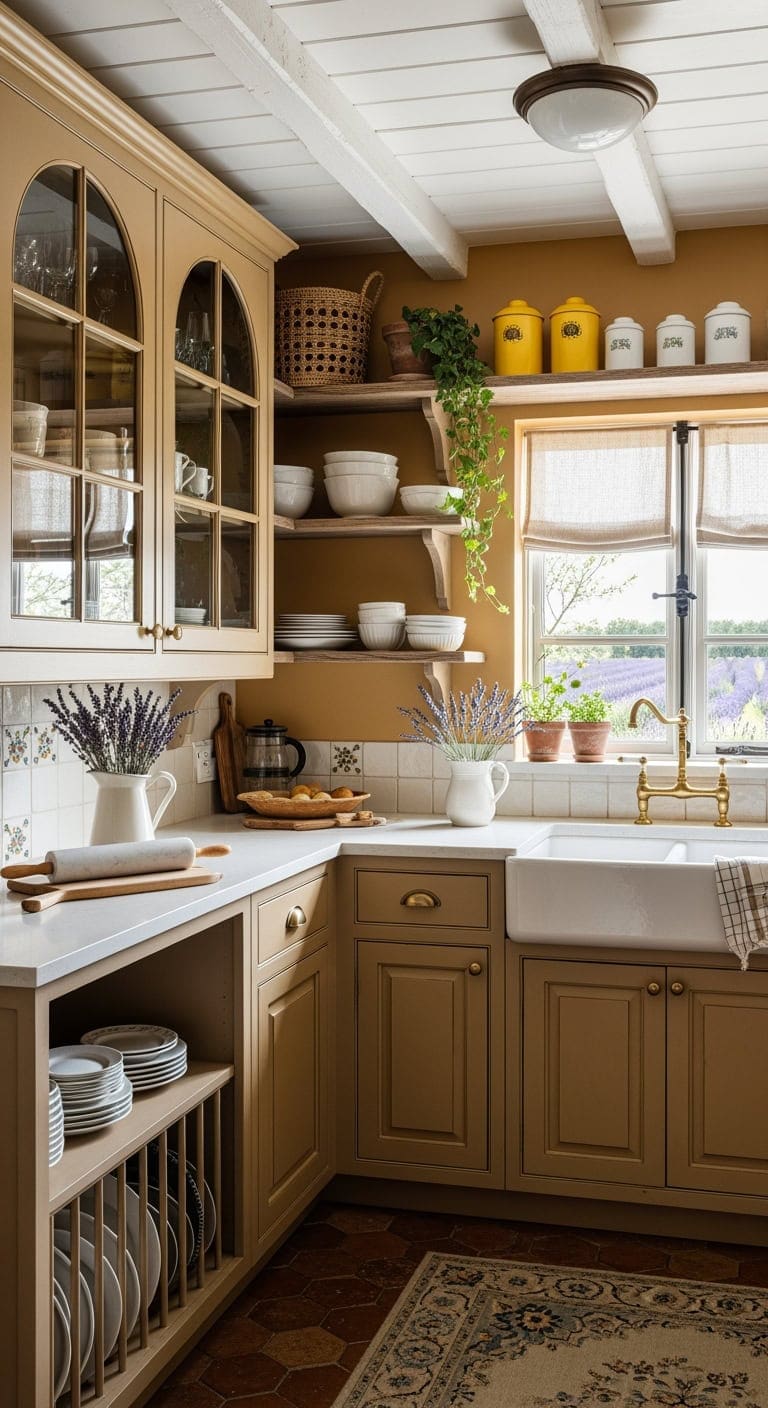 sunflower yellow taupe shelving