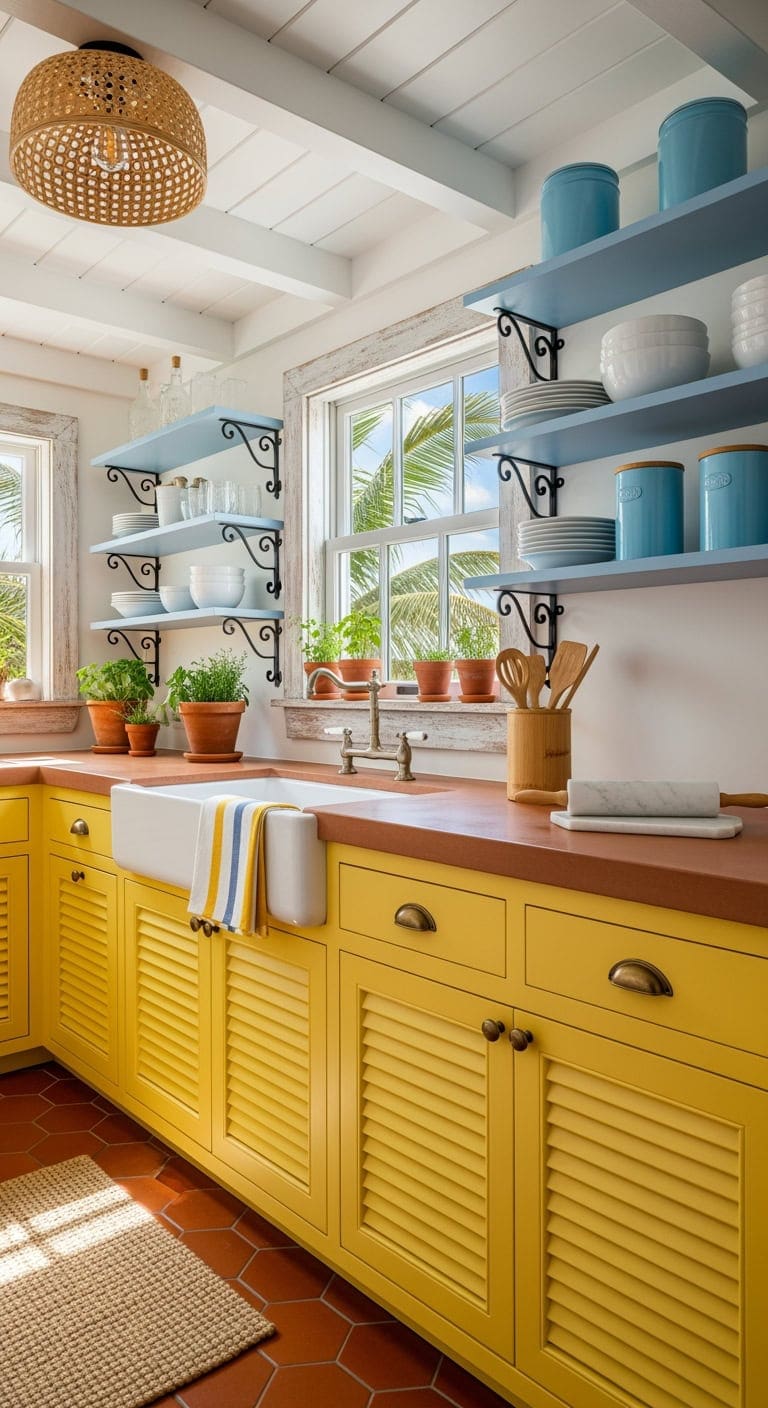 sunny yellow sky blue terracotta