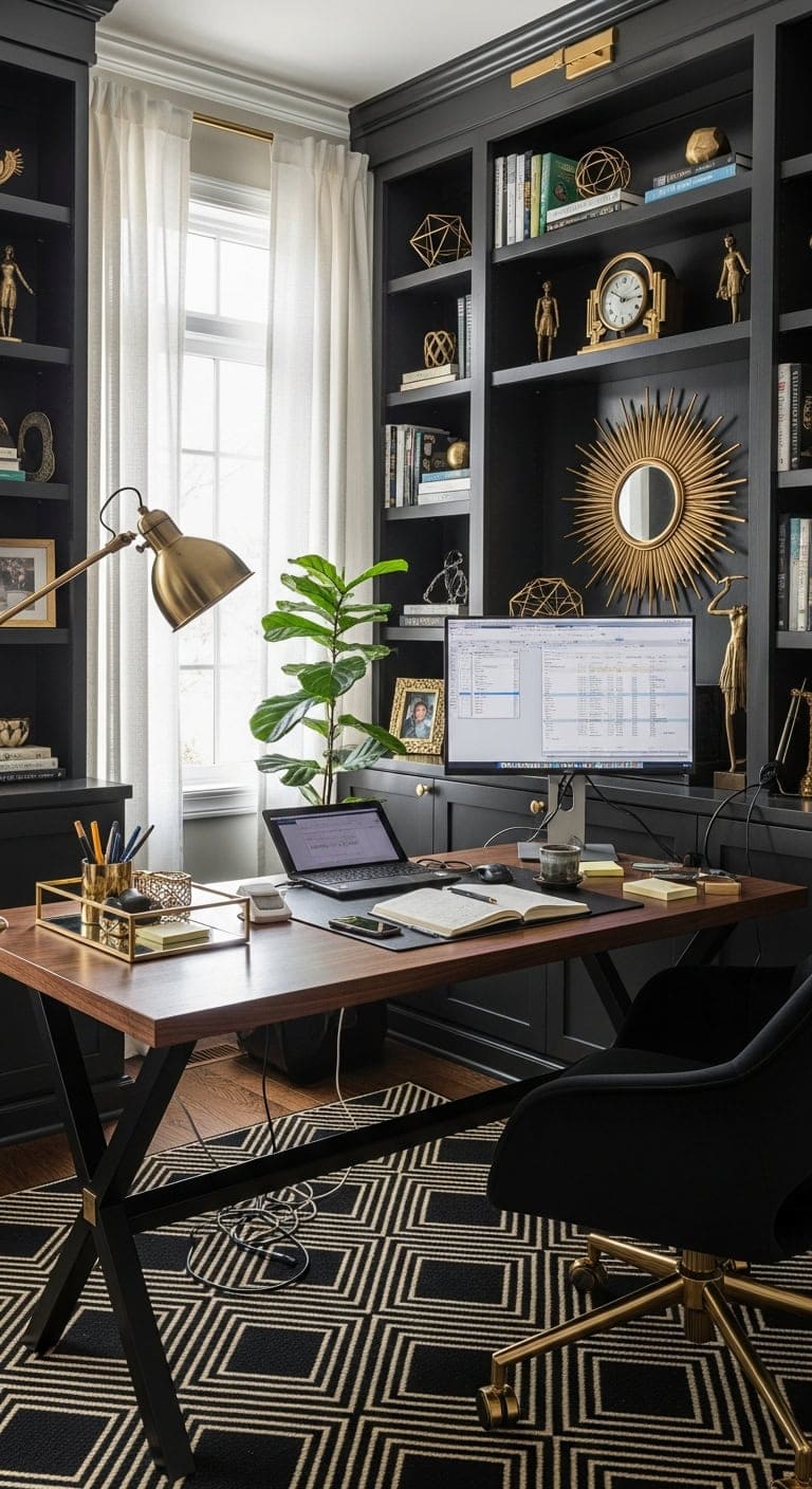 symmetrical black lacquered glamour