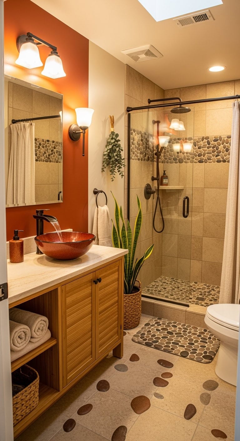 tan pebbles with russet