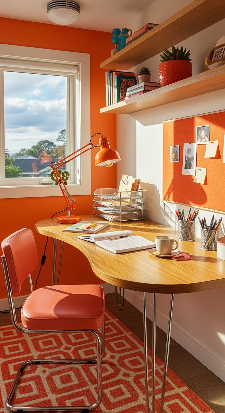 tangerine coral retro workspace