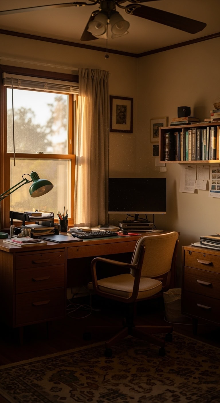 teak olive green credenza