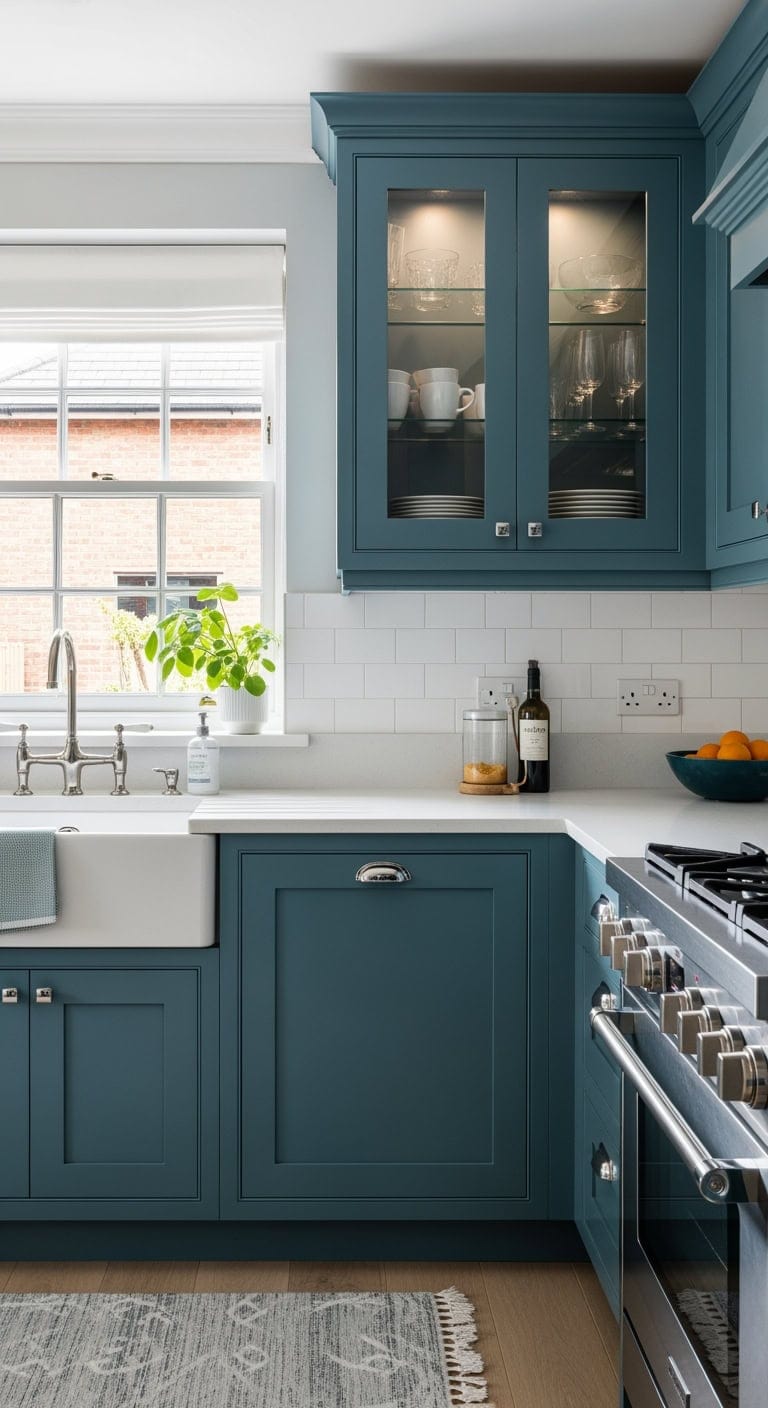 teal and mustard eclectic kitchen