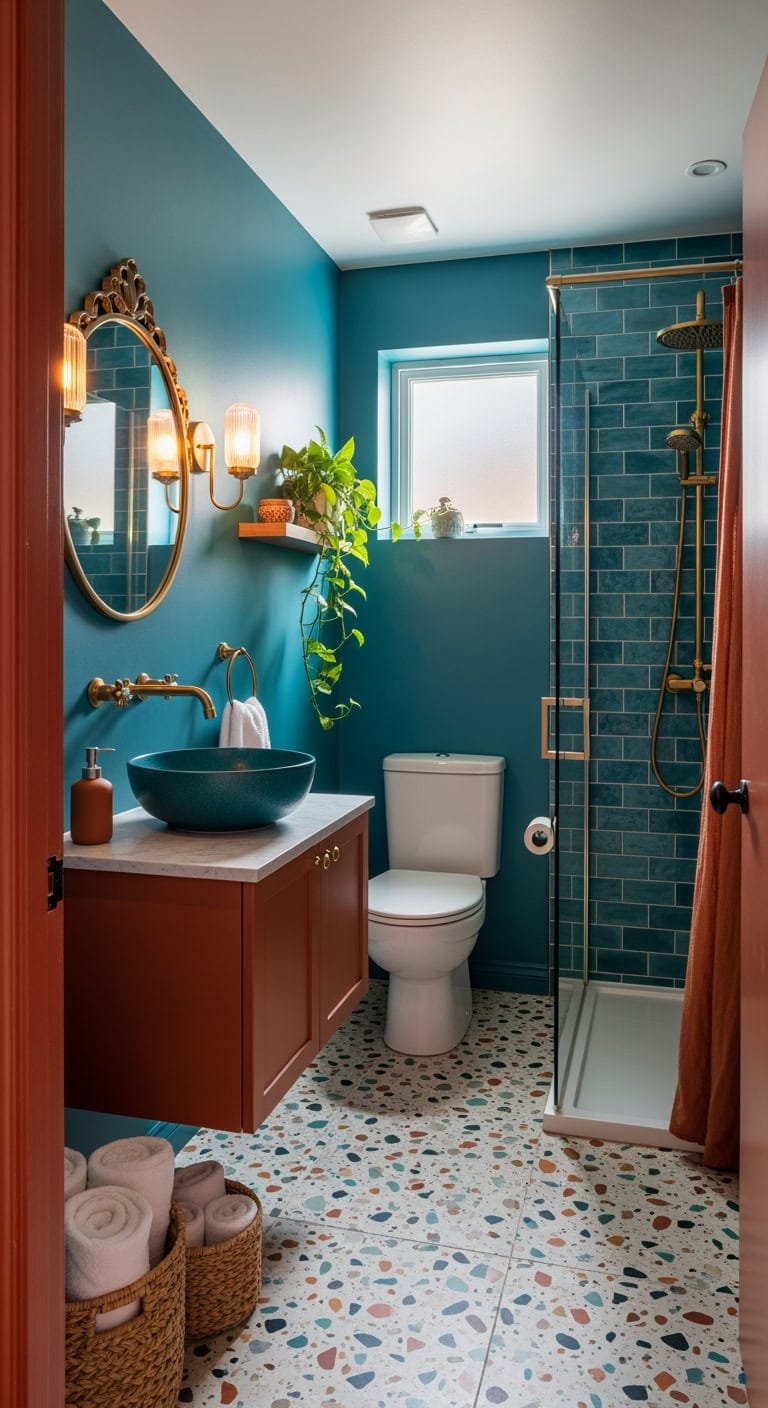 teal burnt sienna terrazzo