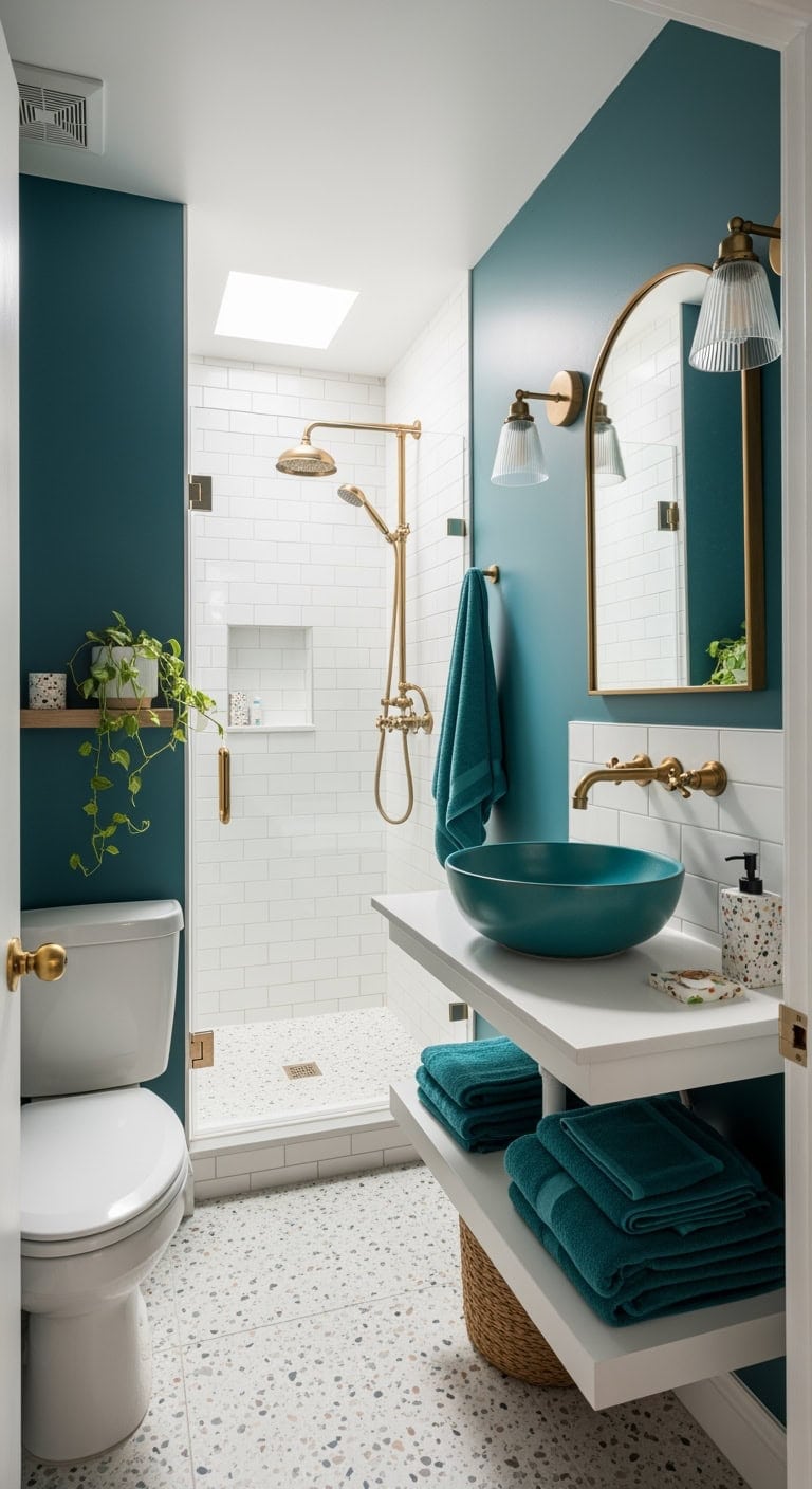 teal oceanic powder room