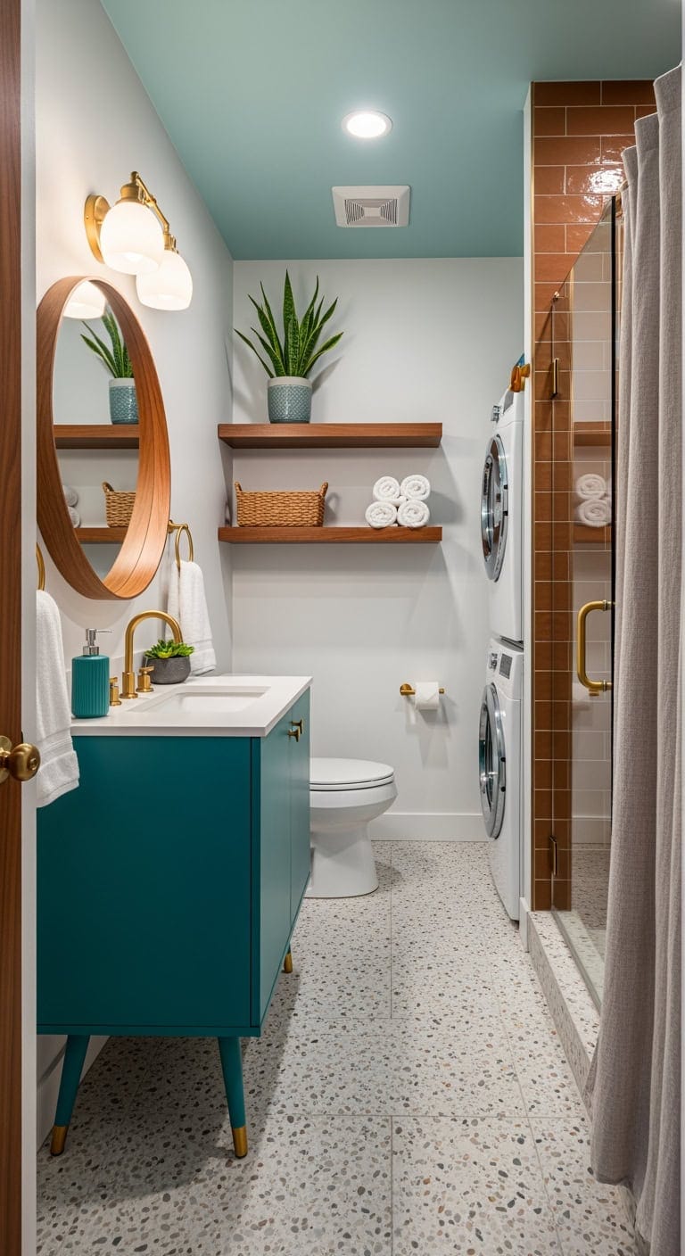 teal walnut mid century laundry