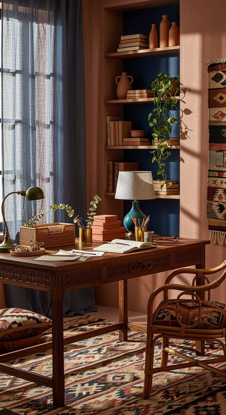 terracotta indigo bohemian moroccan desk