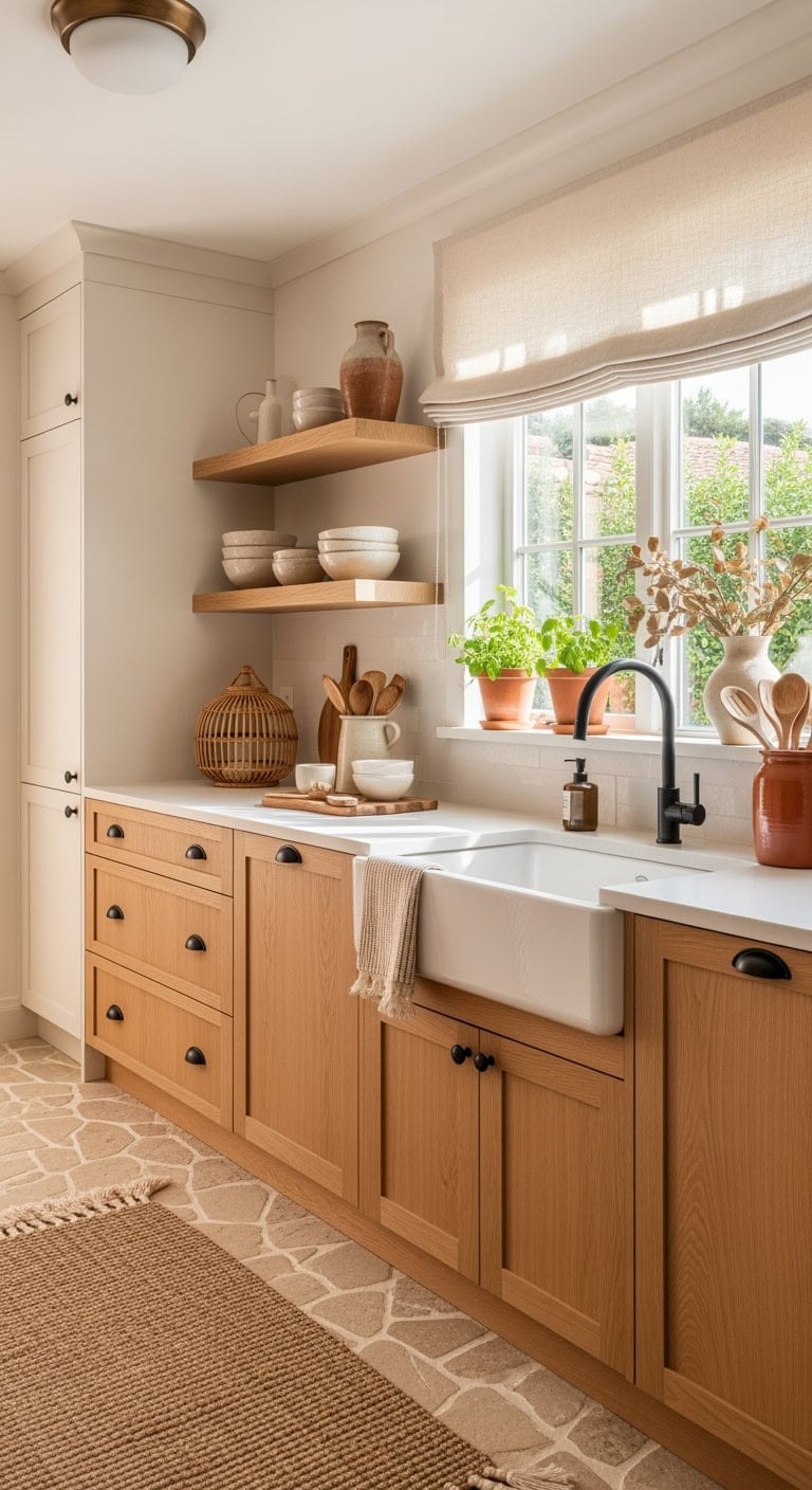 terracotta japandi mediterranean kitchen