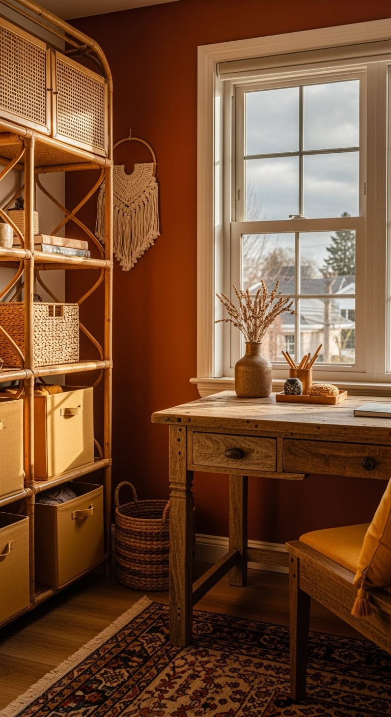 terracotta mustard boho storage