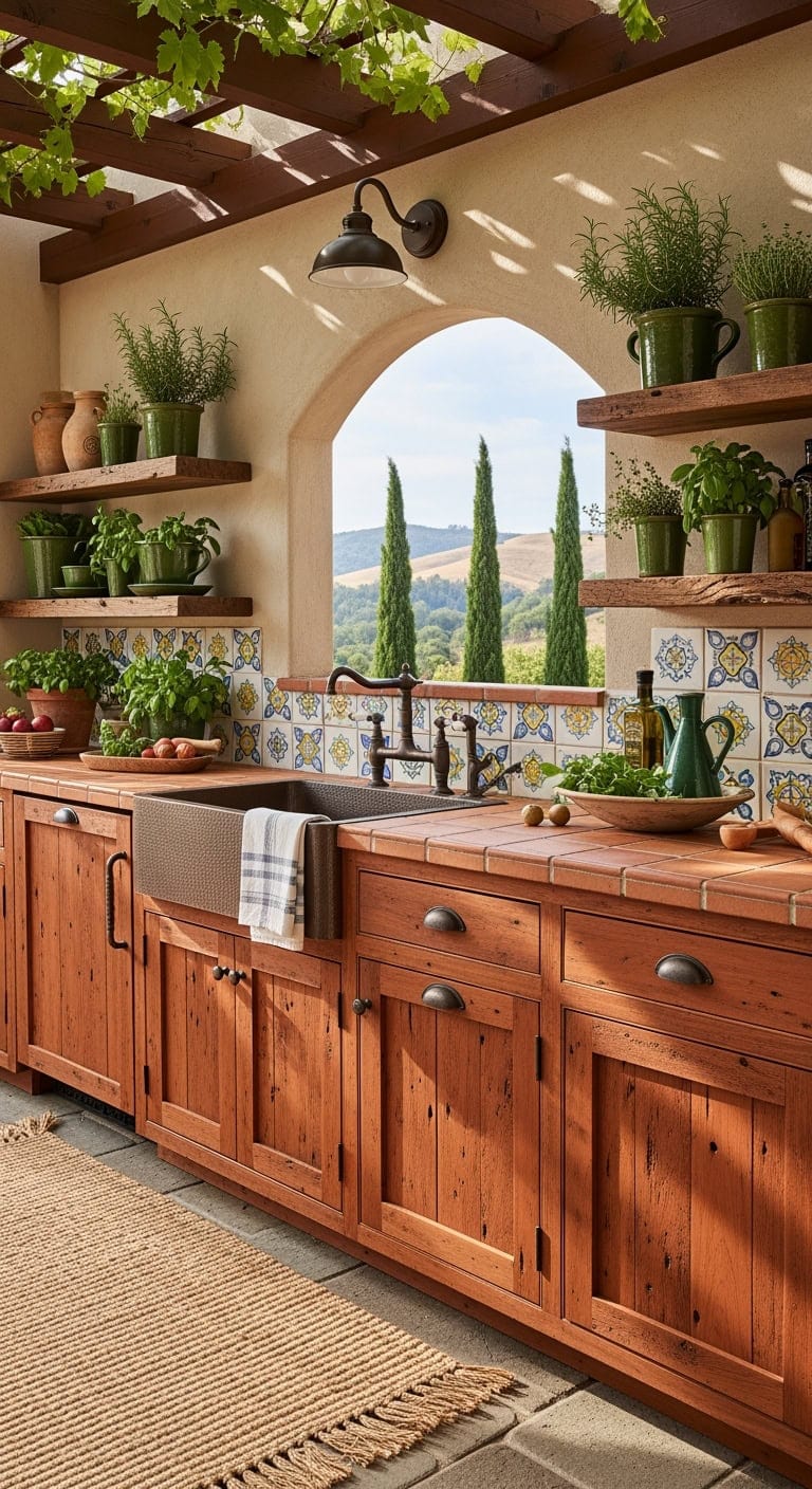 tiny tuscan outdoor kitchen