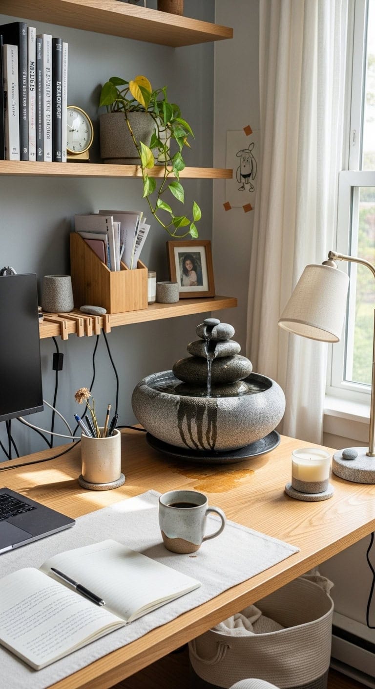 tranquil stone workspace ambiance